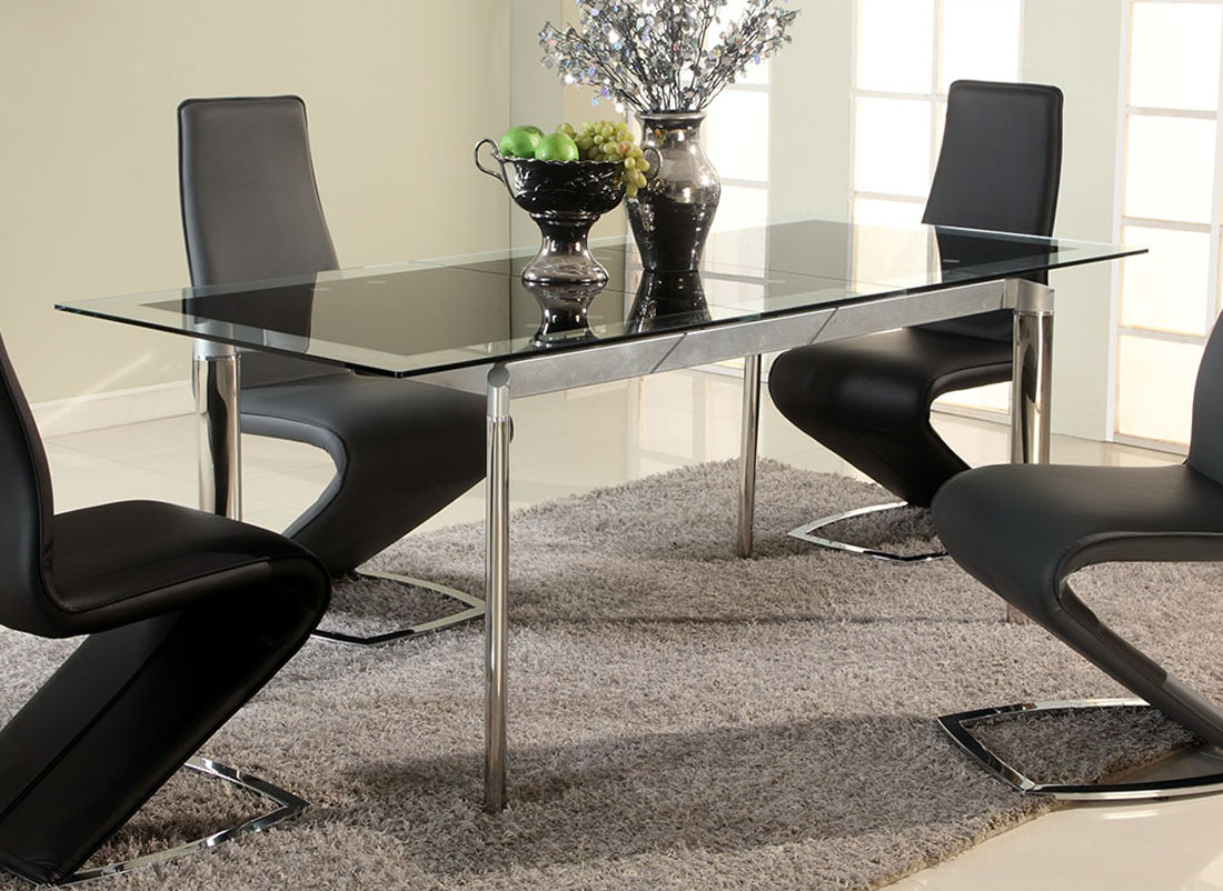 black glass dining room table