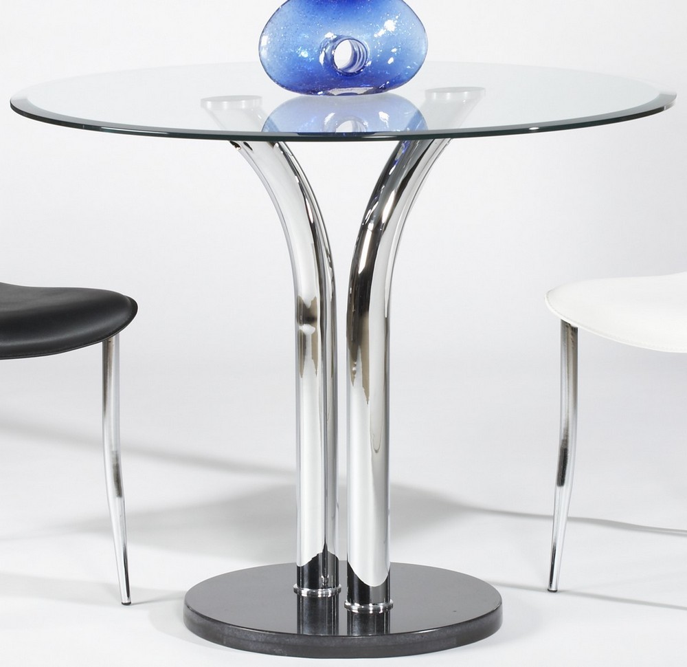 36 Inch Round Dining Table With Black Marble Base And Chrome Legs Modern Dining Tables Dinette Furniture 36 Inch Round