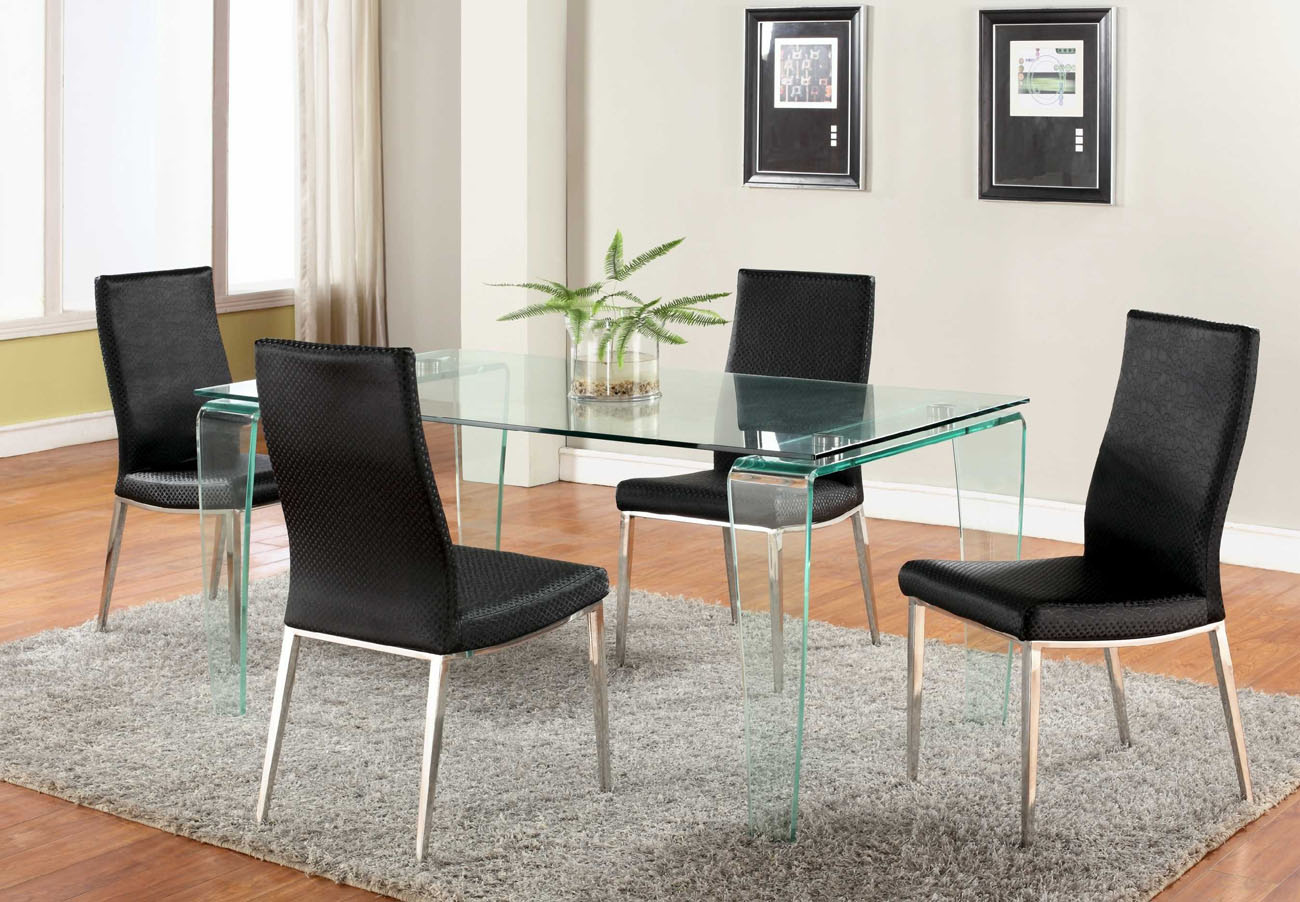 Contemporary All Glass Dining Table with Clear Top and Bent Legs ... Contemporary All Glass Dining Table with Clear Top and Bent Legs ...