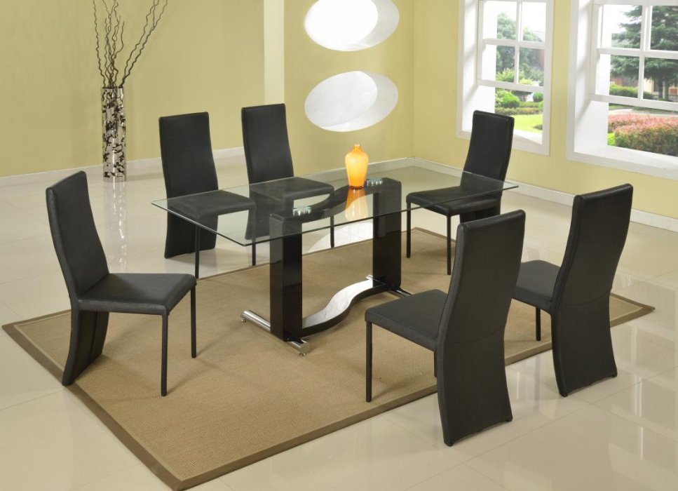 Rectangular Glass Top Dining Table S Base - Click Image to Close
