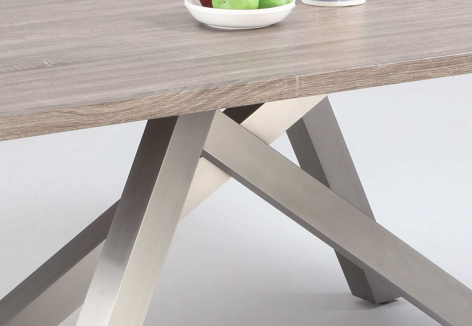Dark Oak Dining Table with Stainless Steel Legs