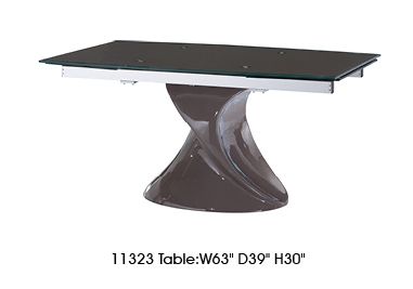 Contemporary Grey Extendable Dining Table with Unique Base - Click Image to Close