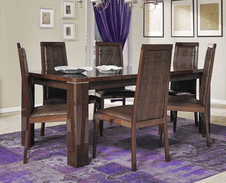 Brown Wood Extendable Rectangular Italian Dining Table Washington