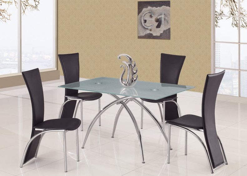 Glass and Metal Contemporary Dining Table - Click Image to Close