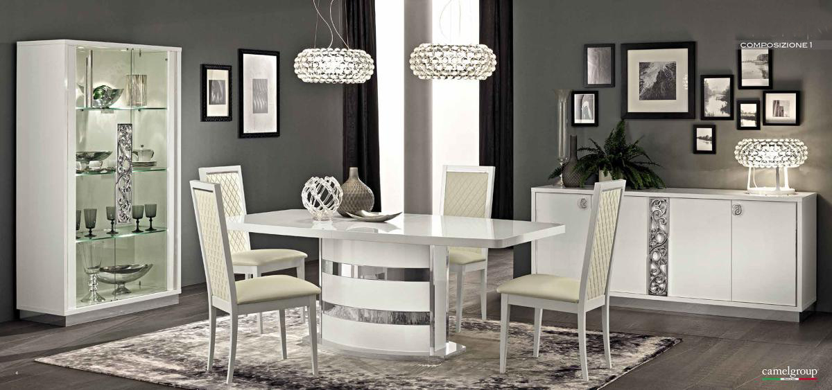 Italy Made White Glossy Extendable Dining Table - Click Image to Close