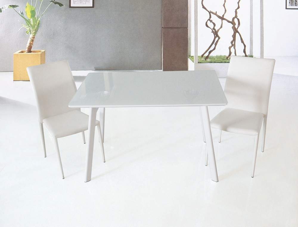 Ultra Contemporary Dining Room Table with White Lacquered Glass - Click Image to Close