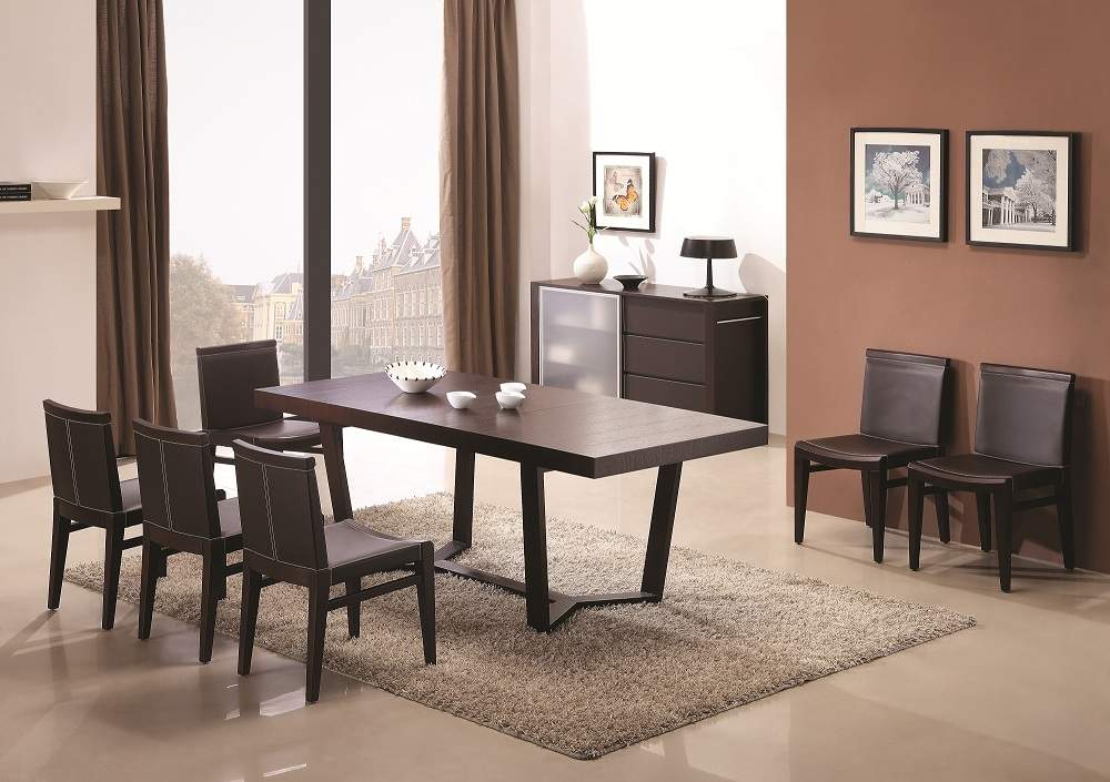 Flero Stunning Contemporary Design Brown Table with Extension Leaf - Click Image to Close