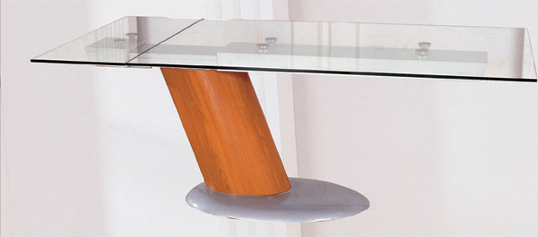 Comet Glass Contemporary Extendable Dining Table with Metal Base - Click Image to Close