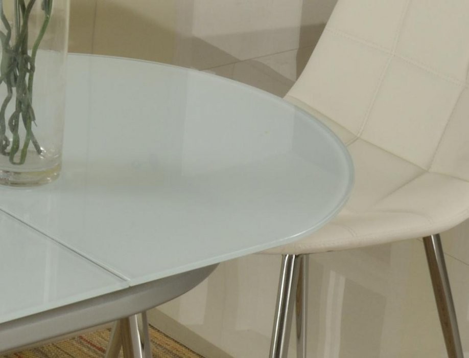 Oval Extendable Frosted Glass Dining Table - Click Image to Close