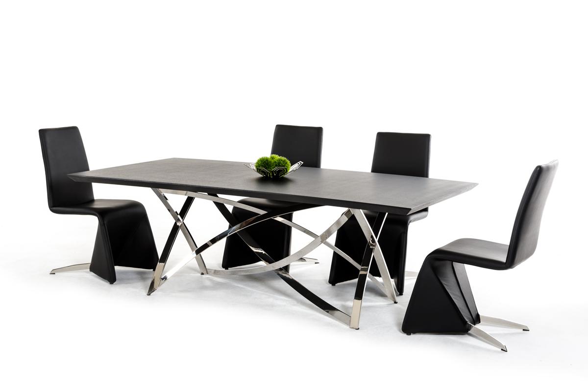 Ultra Contemporary Wenge Dining Table with Unique Steel Base - Click Image to Close