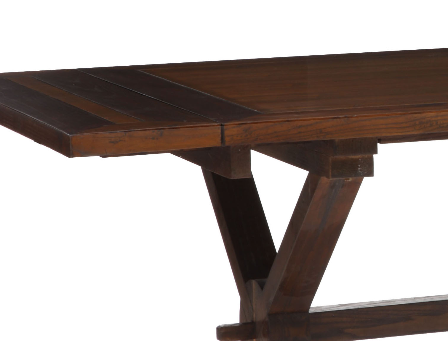 17TH Century Style Wooden Extendable Dining Table with X Legs - Click Image to Close