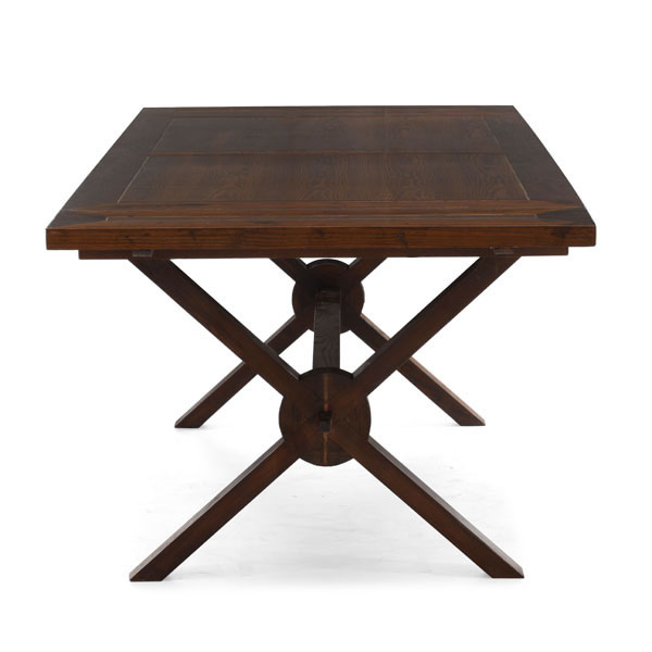 17TH Century Style Wooden Extendable Dining Table with X Legs - Click Image to Close