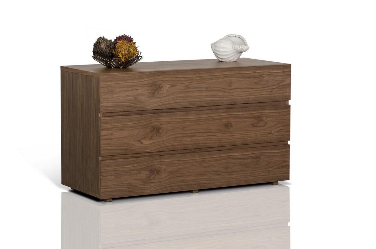 Log Contemporary Walnut Three Drawer Dresser Shop modern Italian and