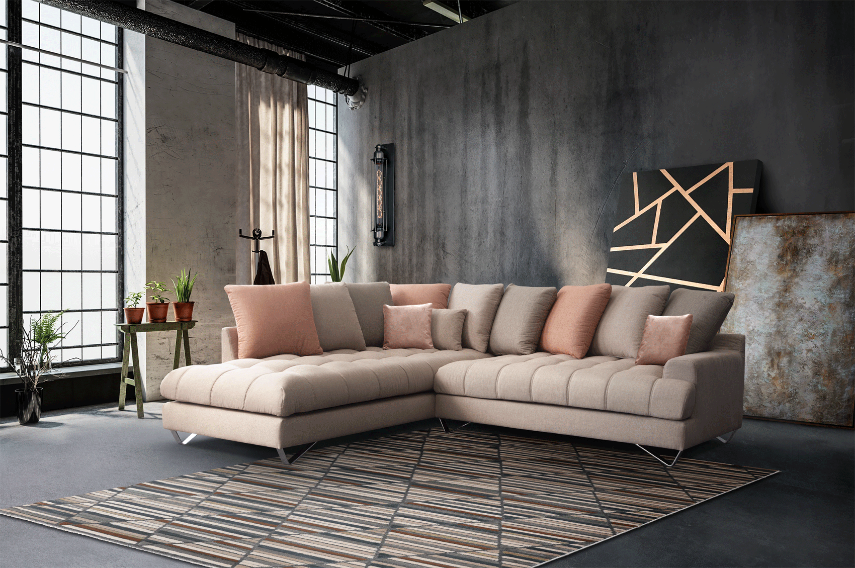 Comfortable Sectional in Soft Fabric
