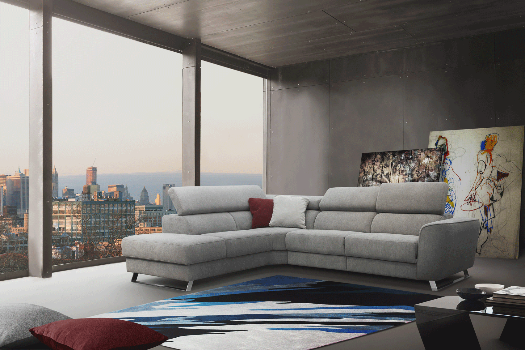 Contemporary Fabric Sectional Sofa