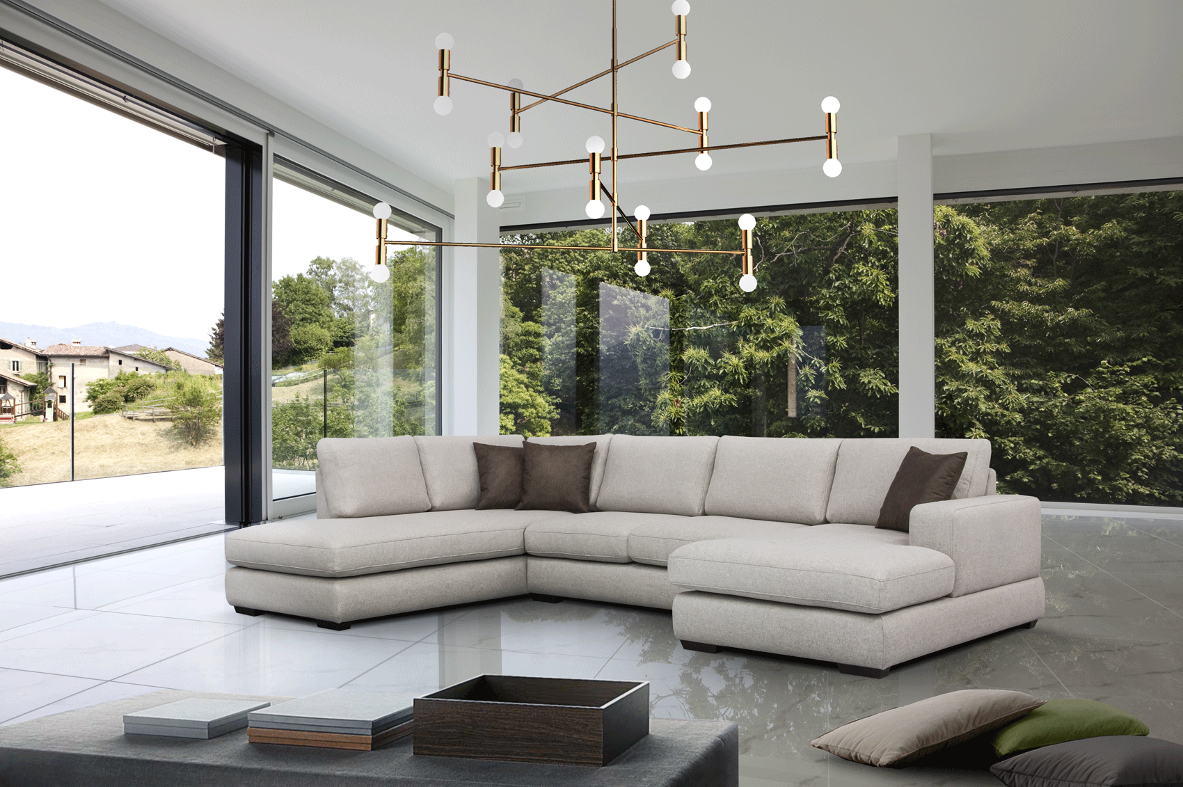 Contemporary Modern Fabric Sectional Sofa In Two Unique Colors Long Beach California Esf Stella Alano