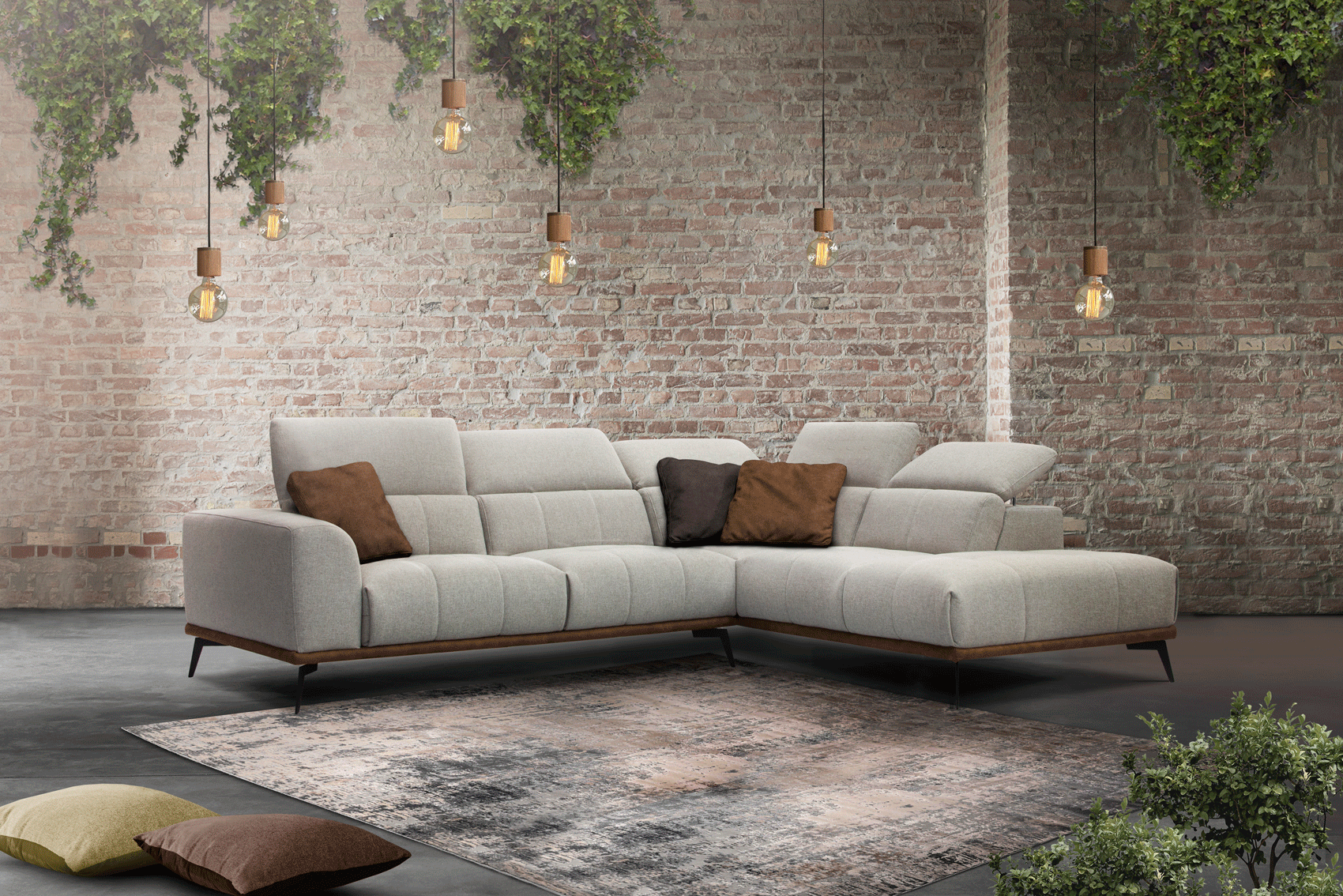 Contemporary Style Microsuede Fabric Sectional Sofa - Click Image to Close