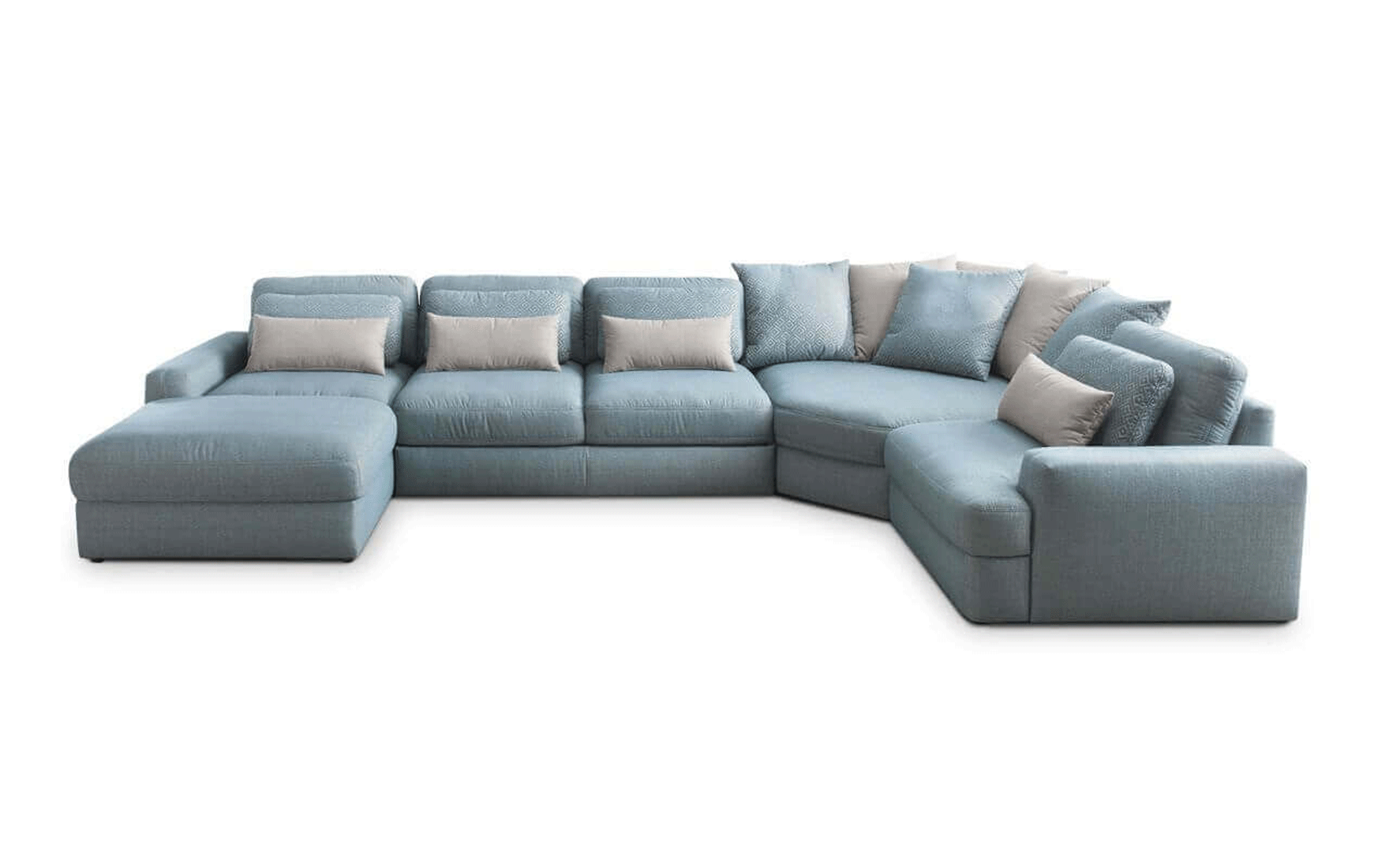 Divan Sectional Sofa w/ Lots of Loose Cushions and Wide Arms - Click Image to Close