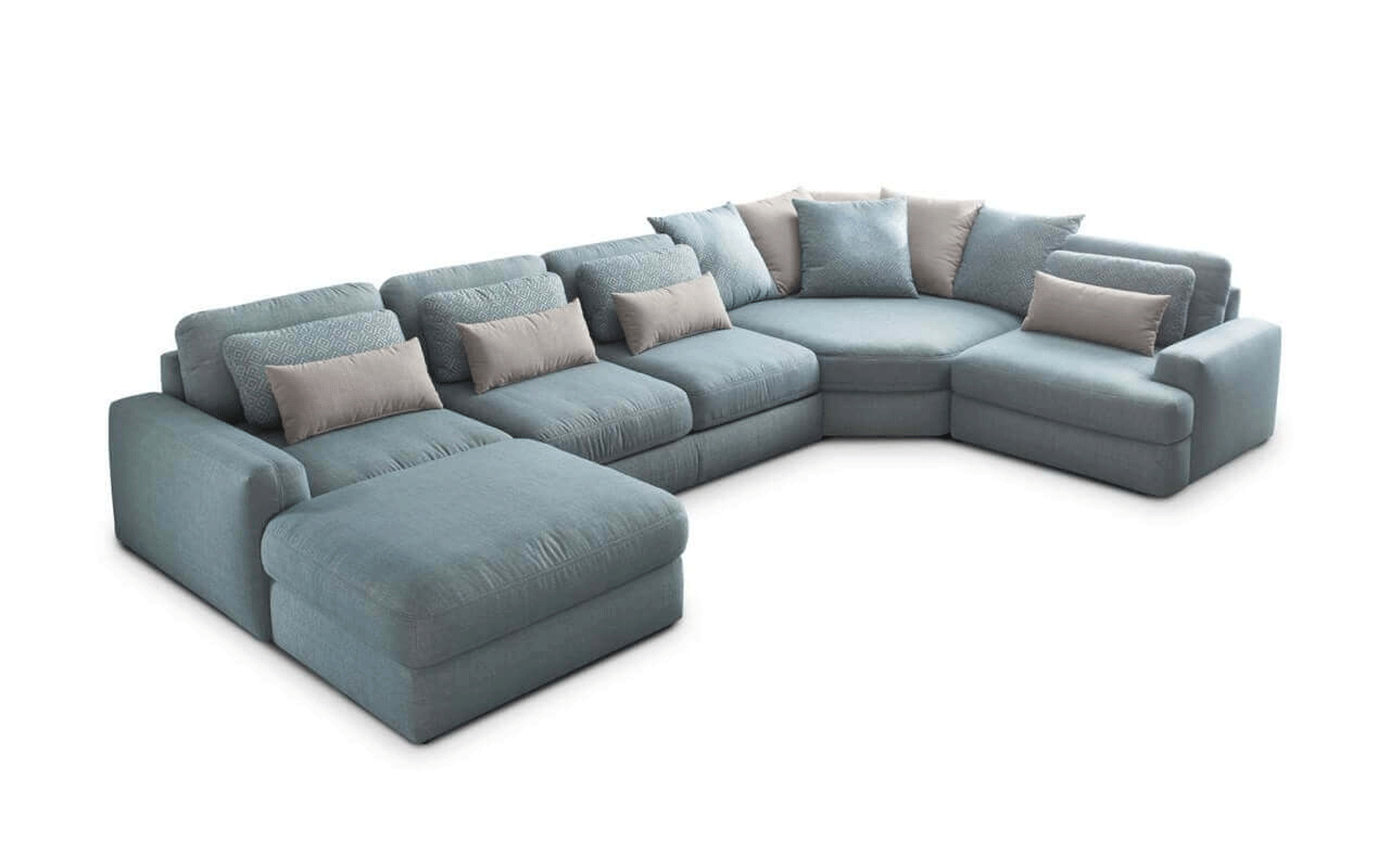 Divan Sectional Sofa w/ Lots of Loose Cushions and Wide Arms - Click Image to Close