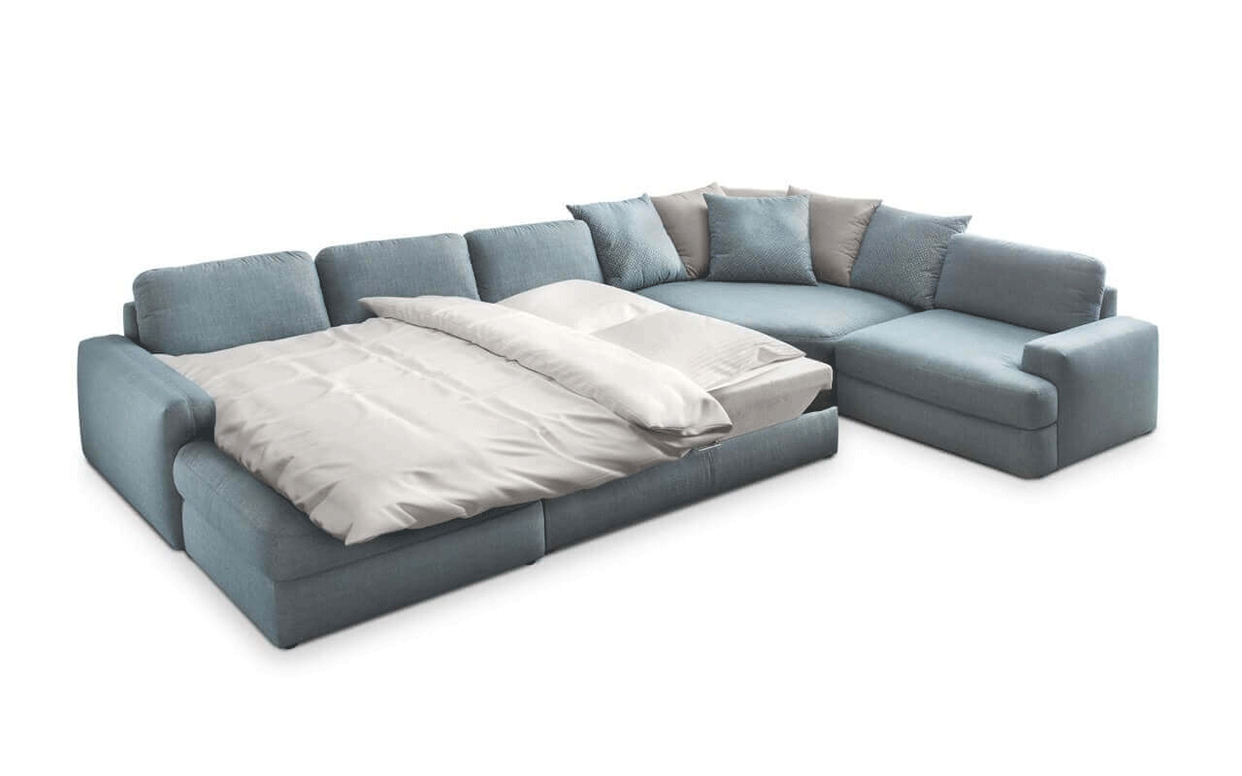 Divan Sectional Sofa w/ Lots of Loose Cushions and Wide Arms - Click Image to Close