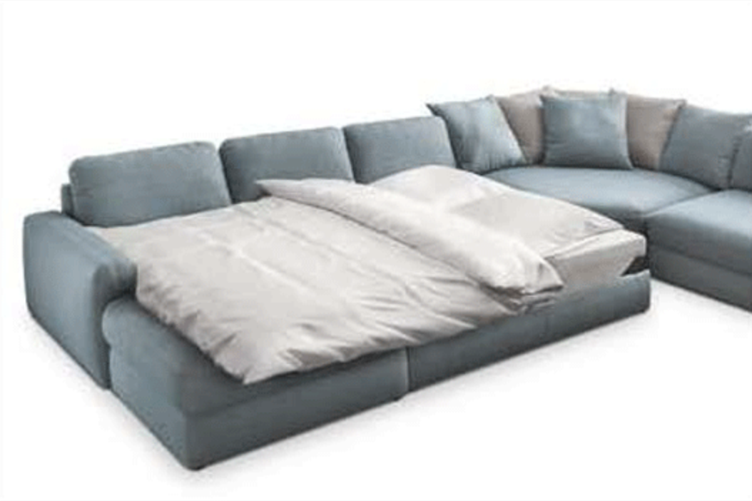 Divan Sectional Sofa w/ Lots of Loose Cushions and Wide Arms - Click Image to Close