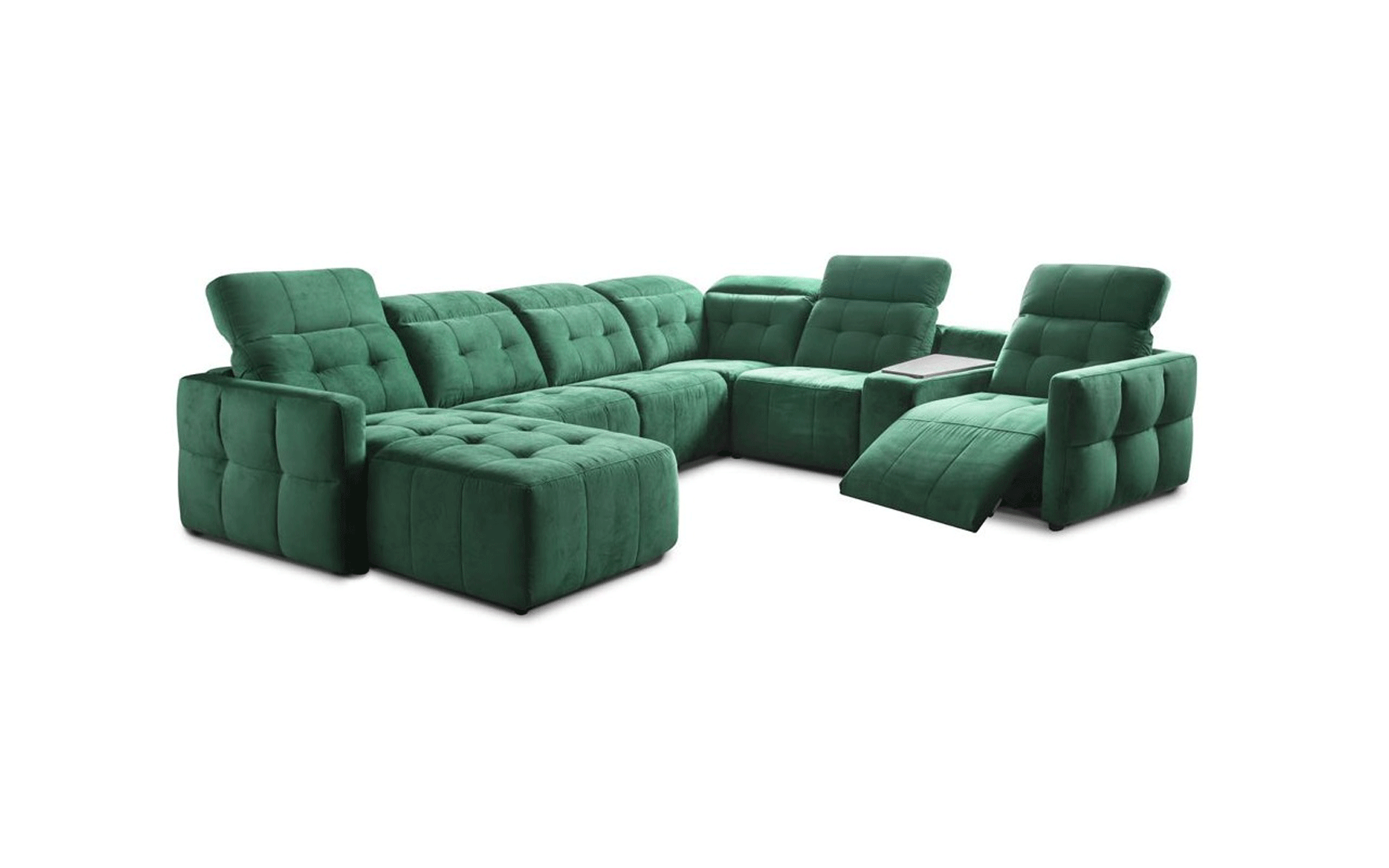Extravagant Tufted Microfiber Sectional Sofa with Pillows