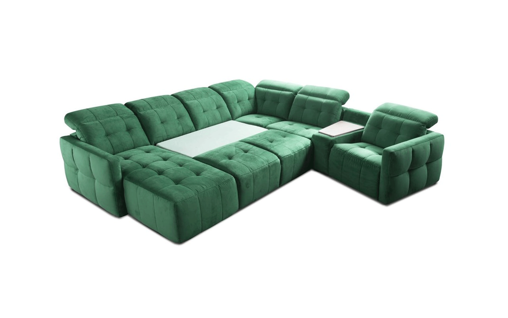 Extravagant Tufted Microfiber Sectional Sofa with Pillows