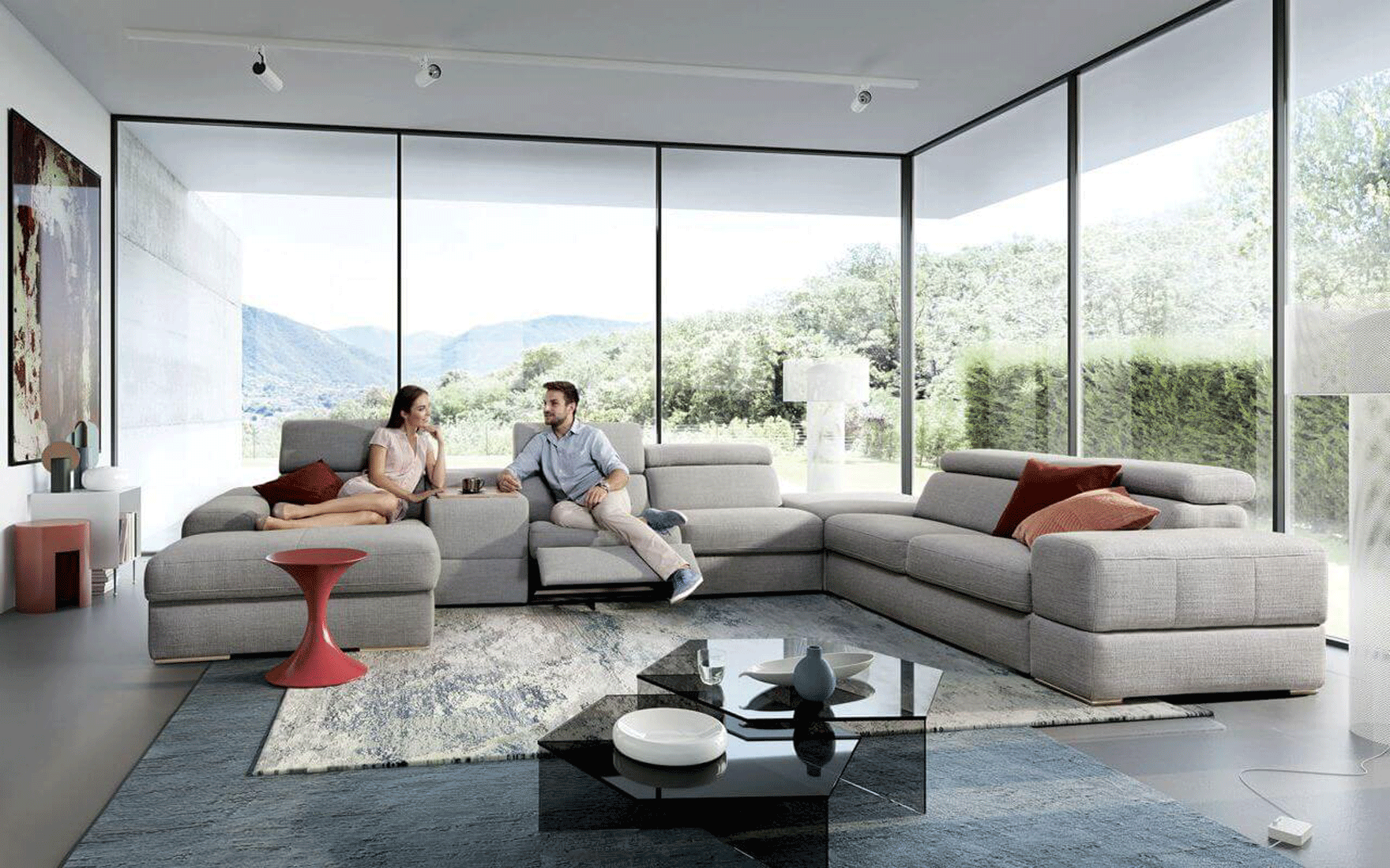 Fabric Contemporary Sectional Sofa