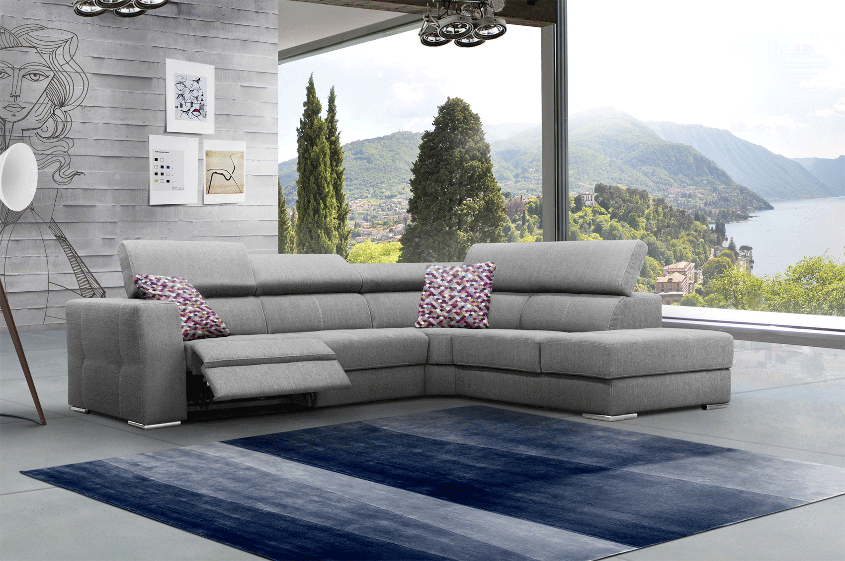 Fabric Sectional with Comfortable Backrests