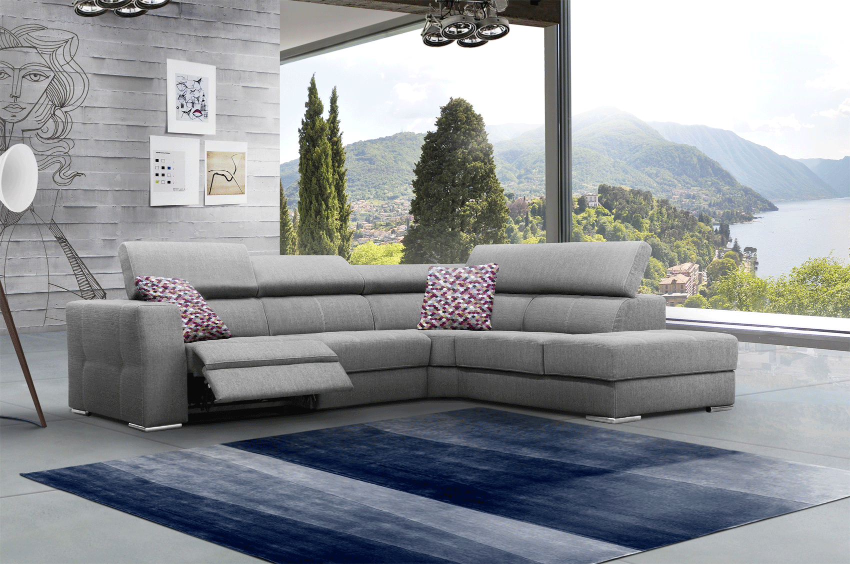 Fabric Sectional with Comfortable Backrests - Click Image to Close