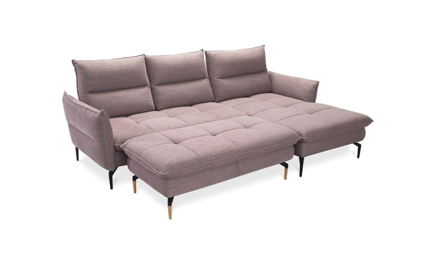 Pleasant Brown Fabric Reversible Sectional with Fold Out Mattress - Click Image to Close