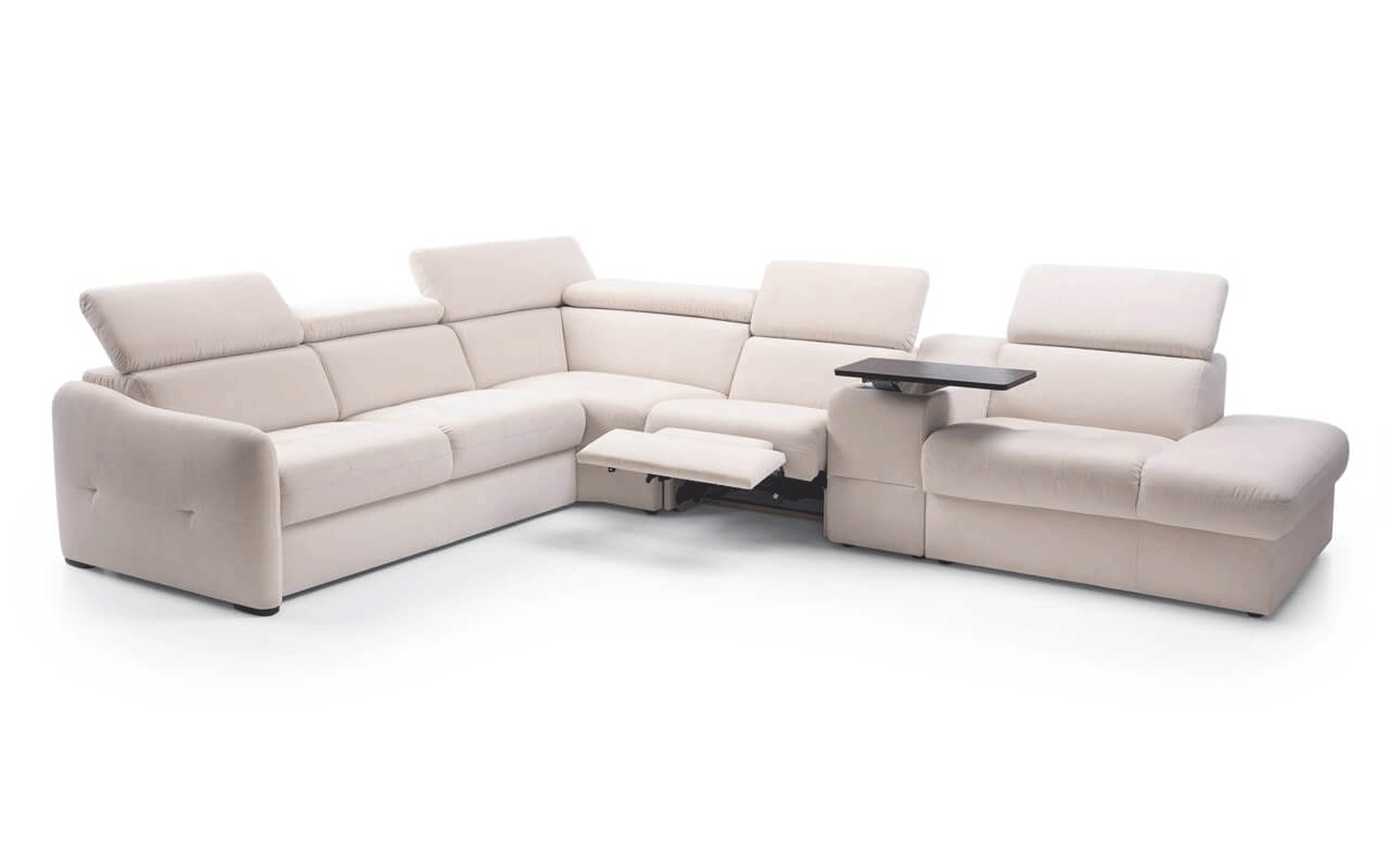Sophisticated Tufted Curved Sectional Sofa in Micro Fabric - Click Image to Close