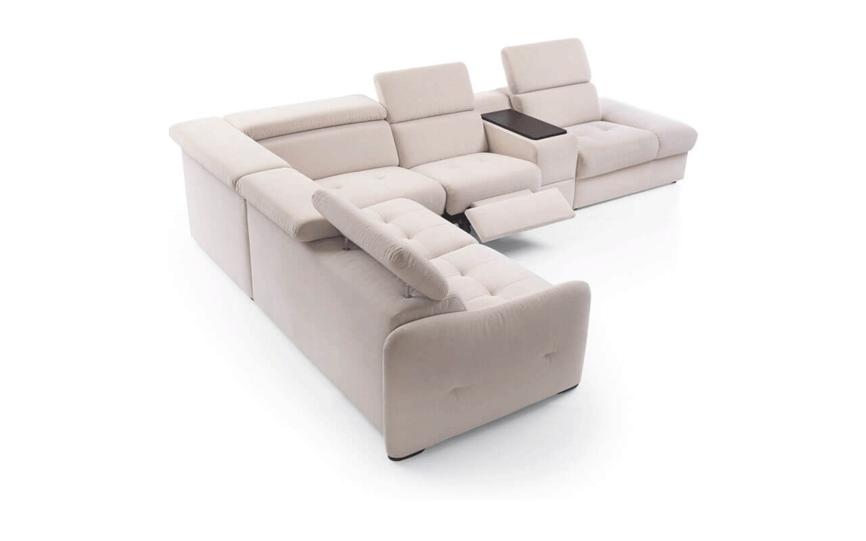 Sophisticated Tufted Curved Sectional Sofa in Micro Fabric - Click Image to Close