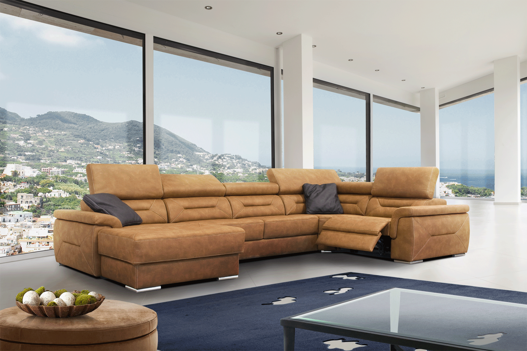 Unique Microfiber Sectional with Chaise