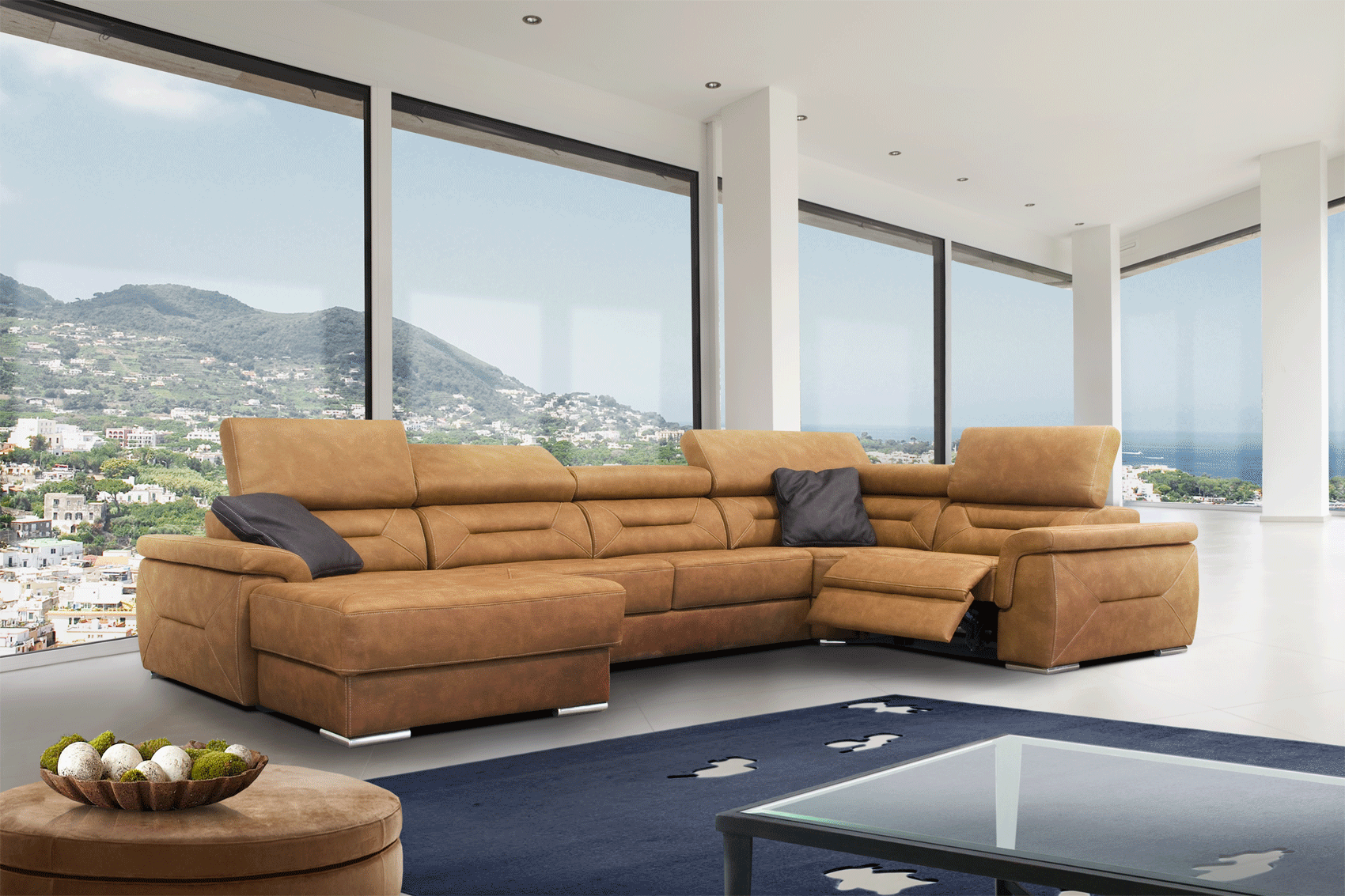 Unique Microfiber Sectional with Chaise - Click Image to Close