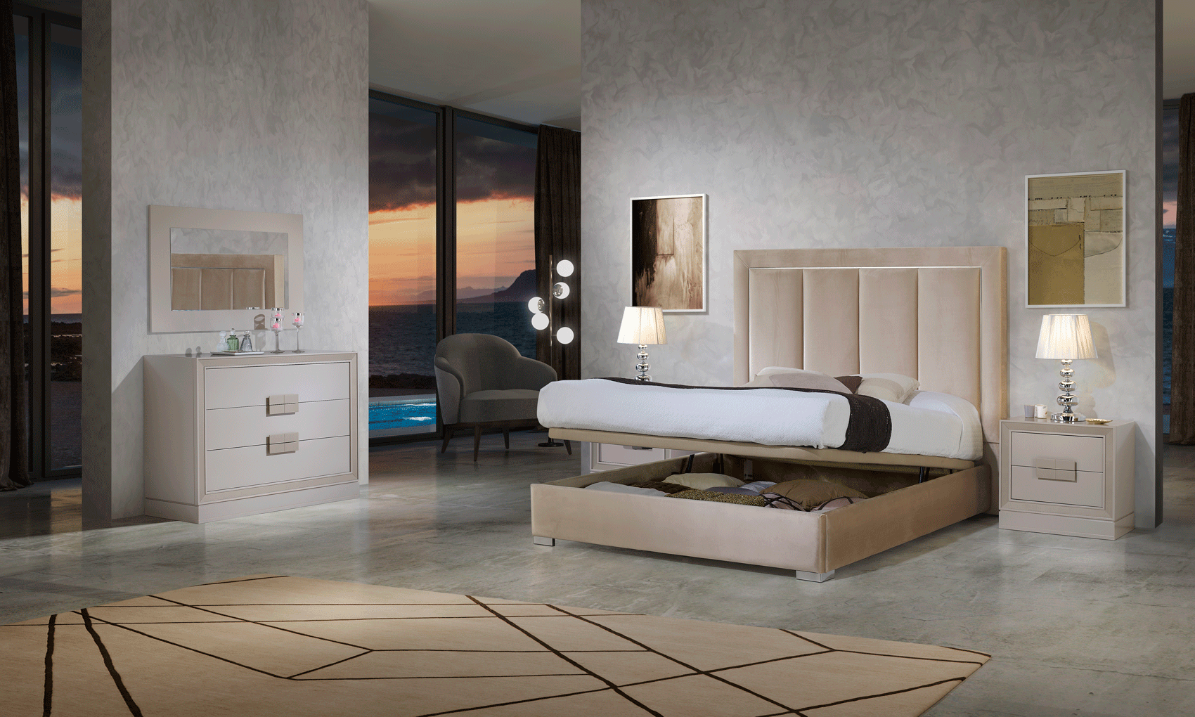 Made in Europe Designer Master Bedroom Furniture Detroit Michigan ESF-Monica-M127-C127-E96