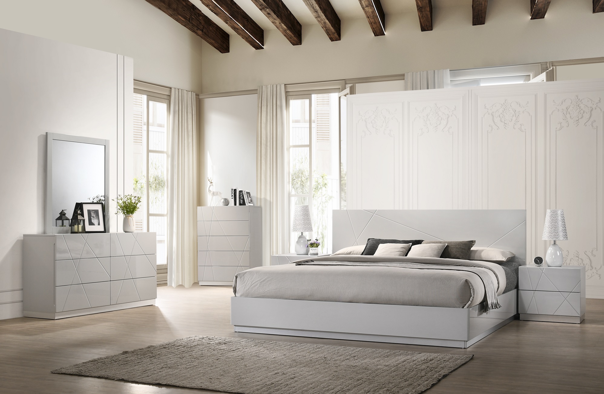Exquisite Quality Contemporary Bedroom Sets Houston Texas J&M-Furniture-Naples-Grey