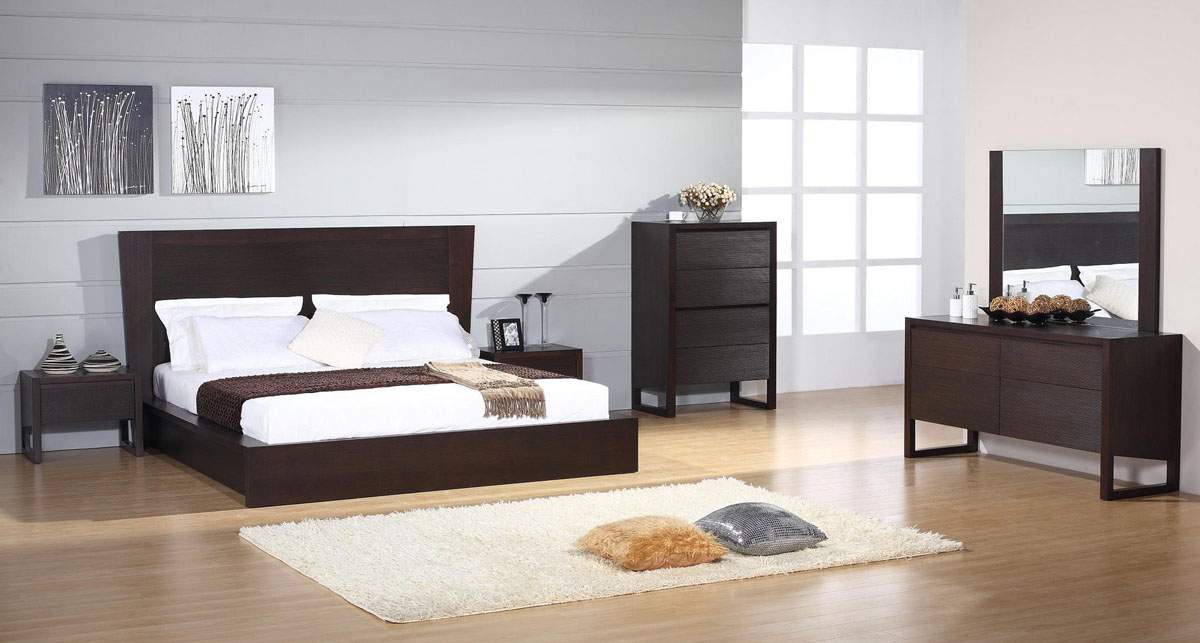 elegant wood modern design bed set