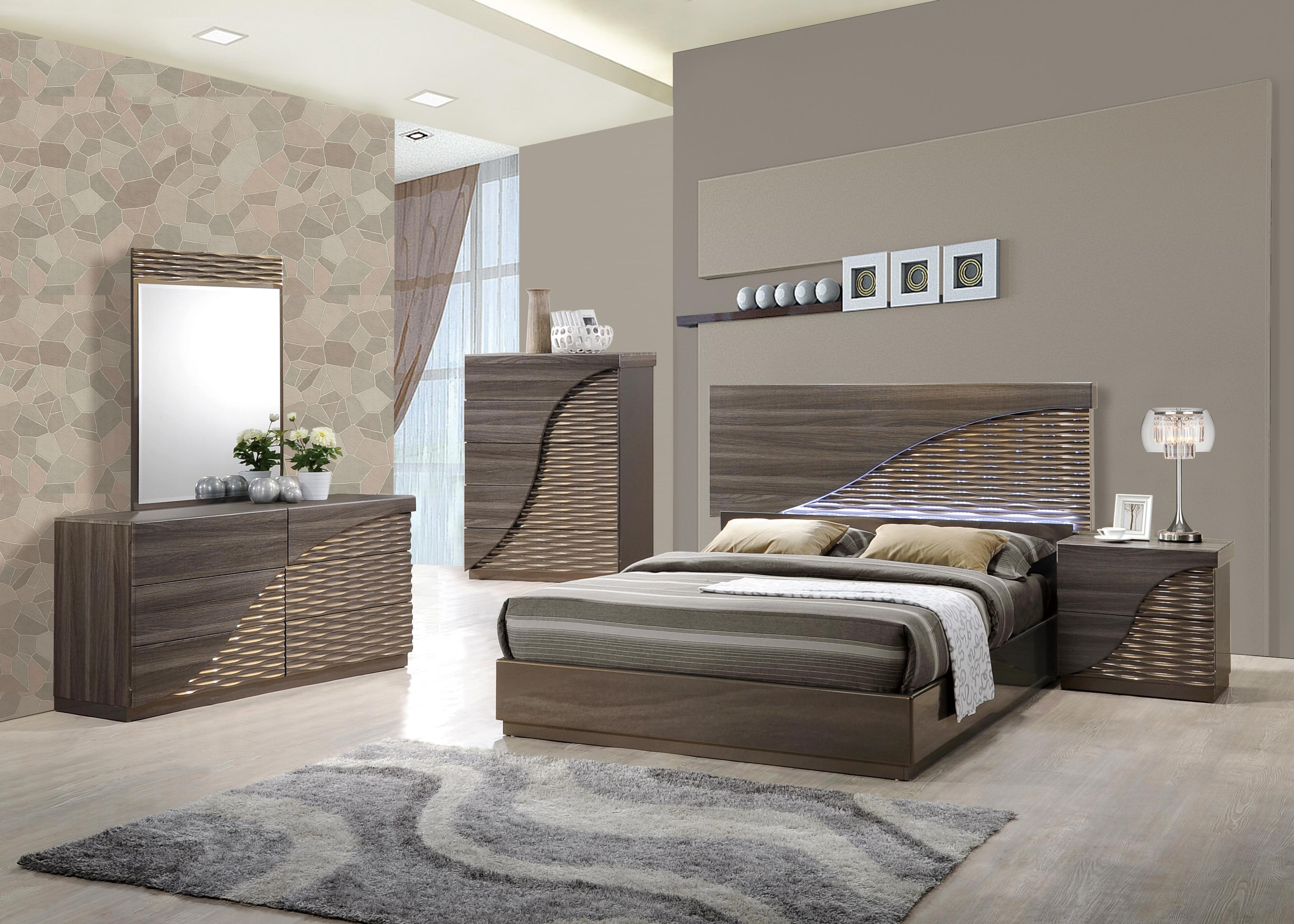 Contemporary Gold Zebra LED Bedroom Set Houston Texas Global-North