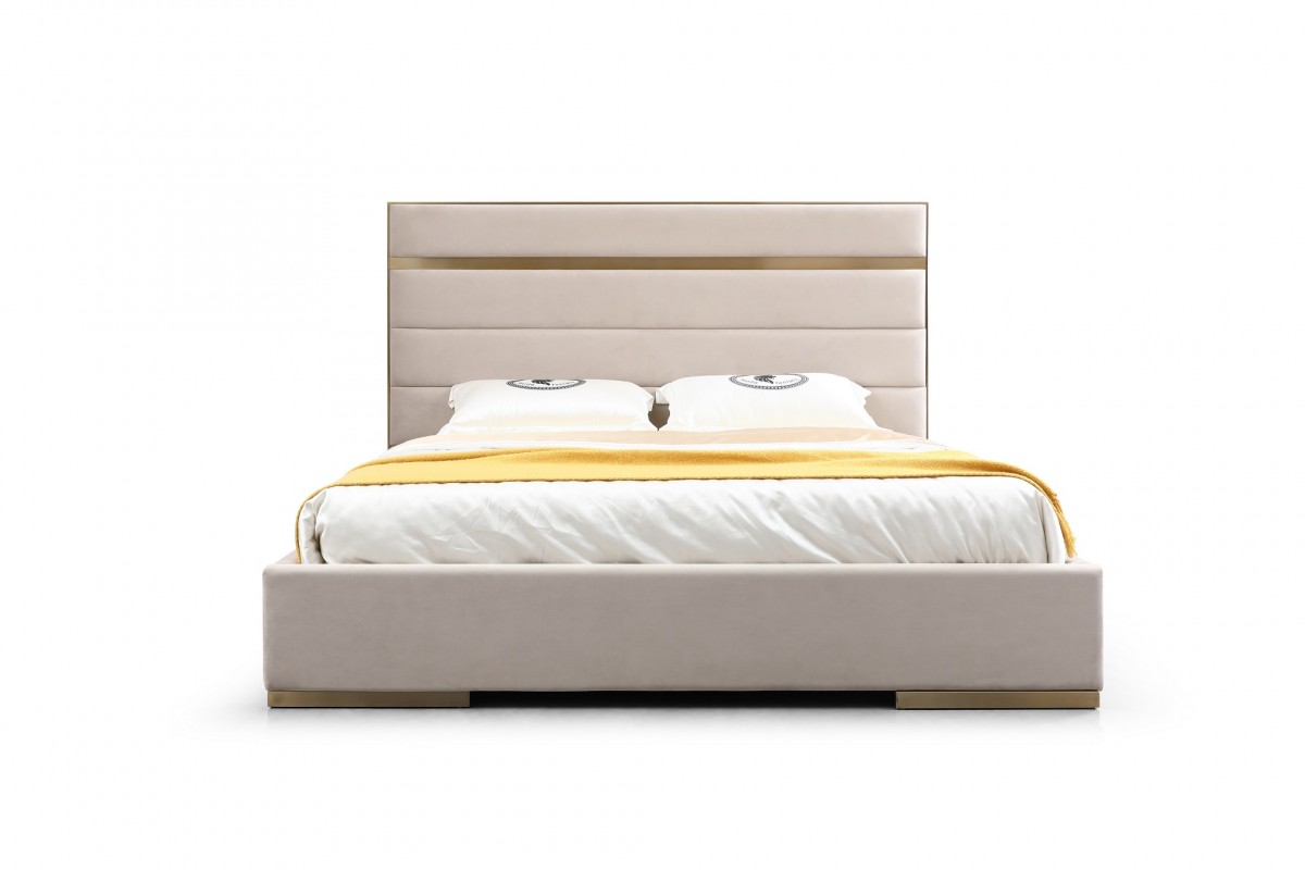 Contemporary Cream Leather Bedroom Set - Click Image to Close