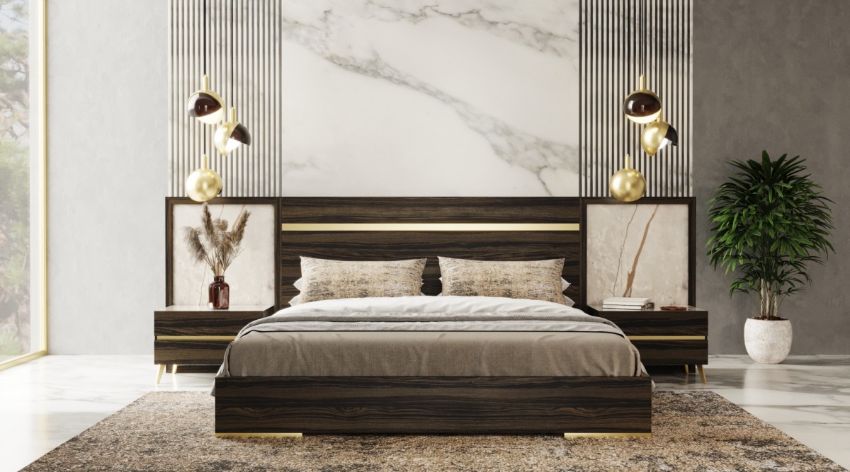Retorno Contemporary Design Wooden Bedroom Set - Click Image to Close