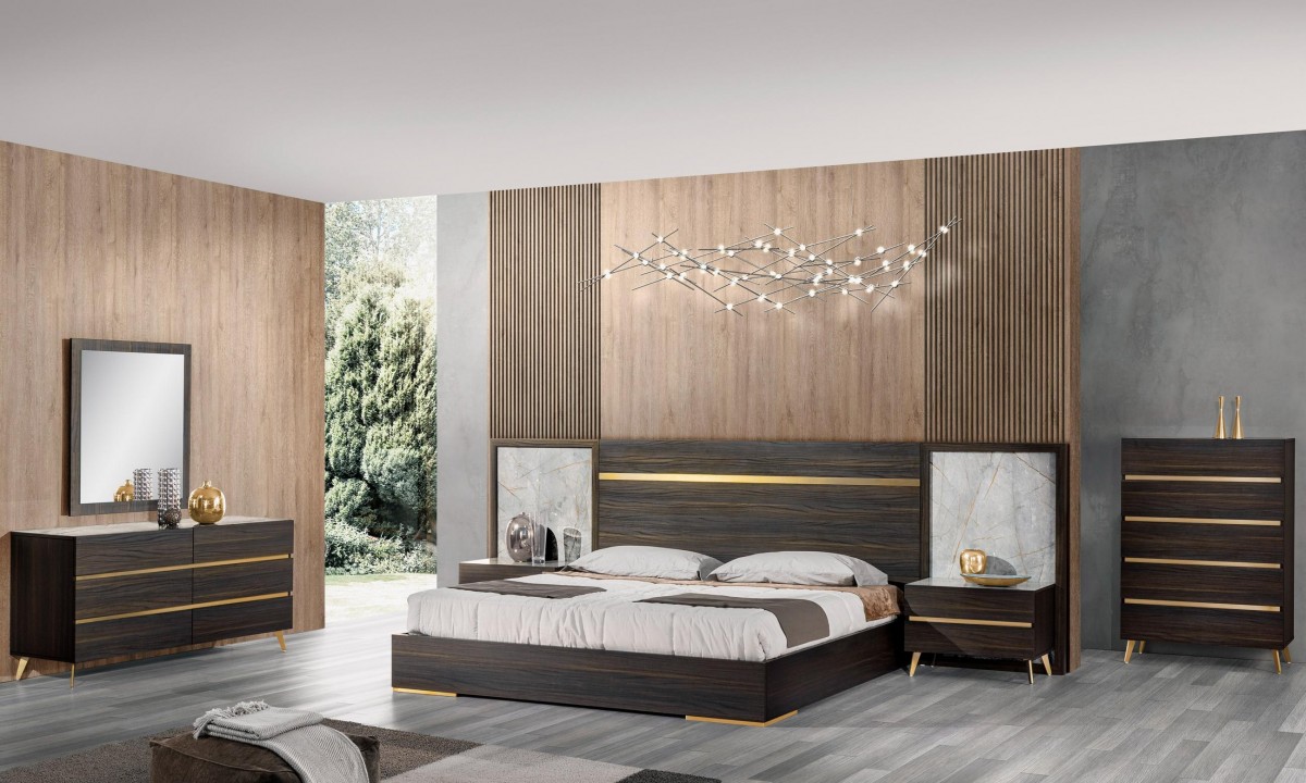 Retorno Contemporary Design Wooden Bedroom Set - Click Image to Close