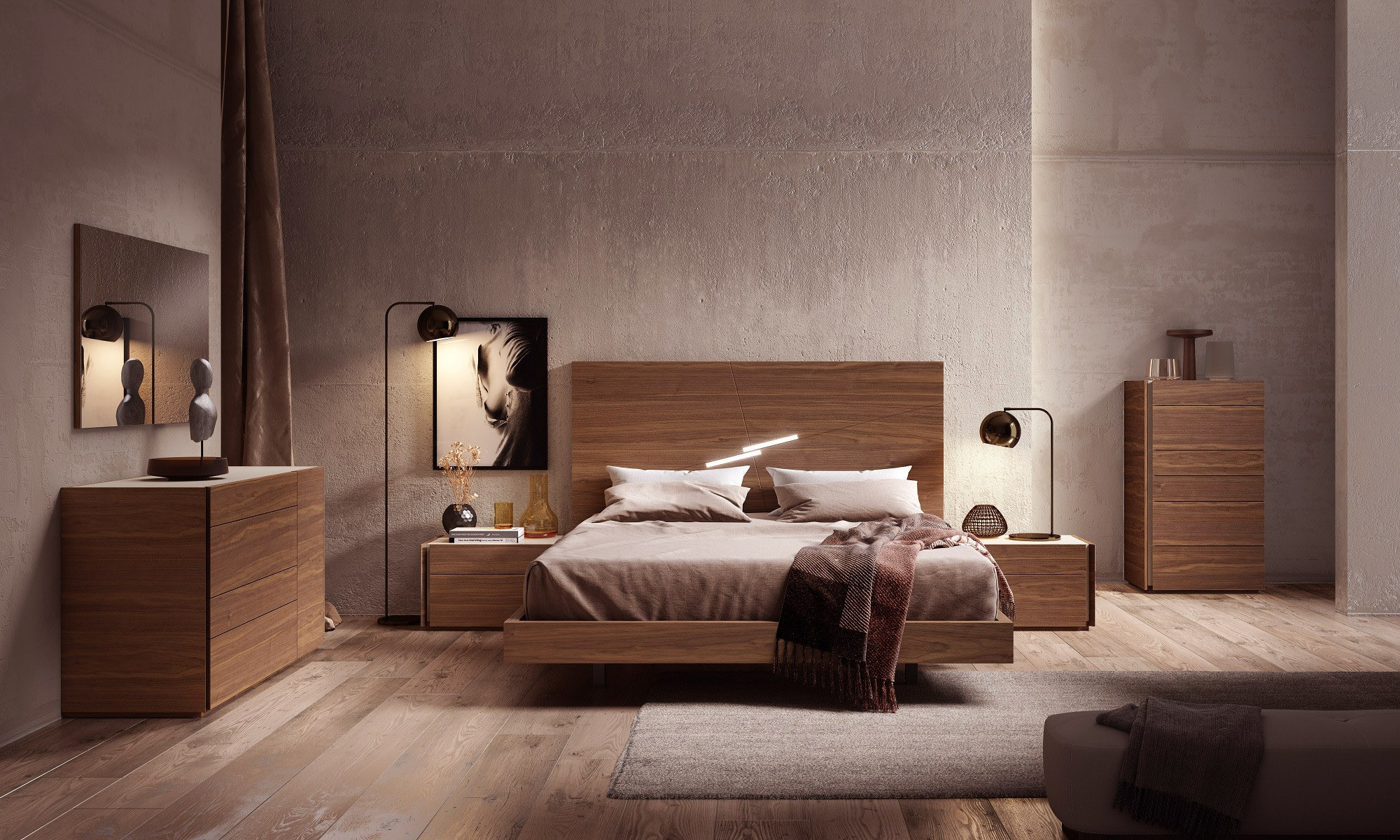 Exclusive Wood Luxury Bedroom Furniture Garland Texas J&M-Furniture-Faro-Walnut-Grey