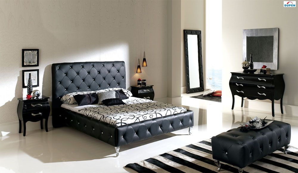 made in spain leather modern design bed set with upholstered bed