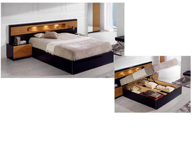 Made in Spain Wood Modern Design Bed Set with Extra Storage - Click Image to Close