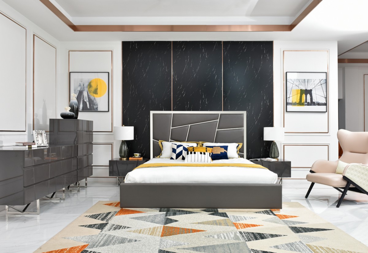 Elegant Leather Designer Bedroom Furniture Sets - Click Image to Close