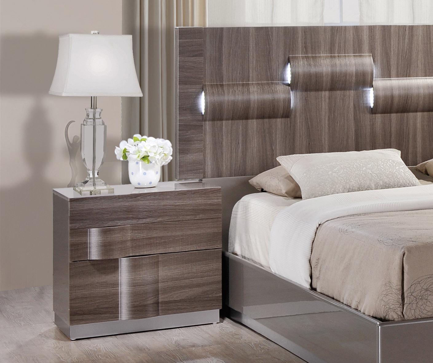 Glamorous Grey  Zebra Wood LED Bedroom  Set  Philadelphia 