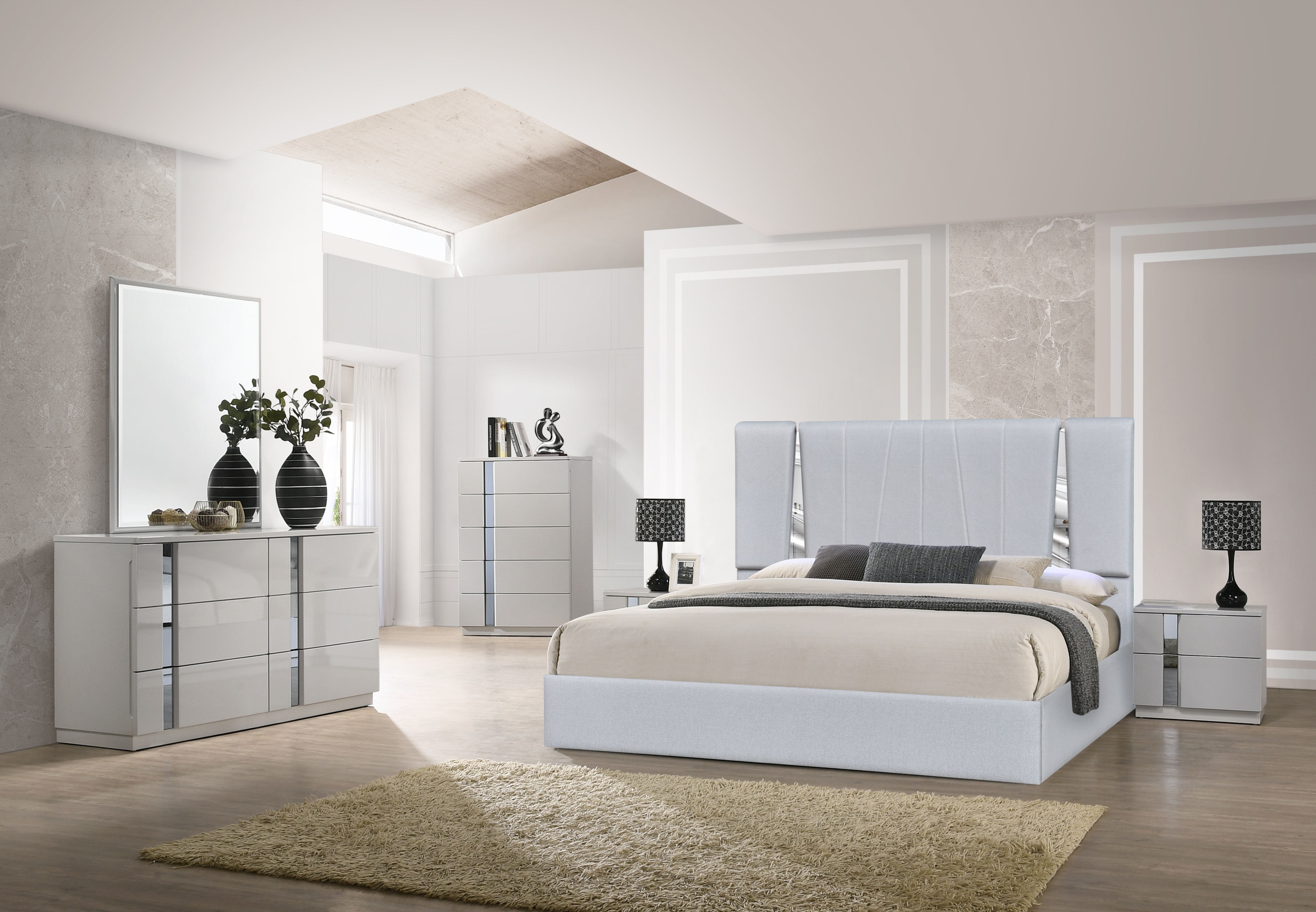 Exotic Wood Modern Contemporary Bedroom Sets with Extra Storage - Click Image to Close