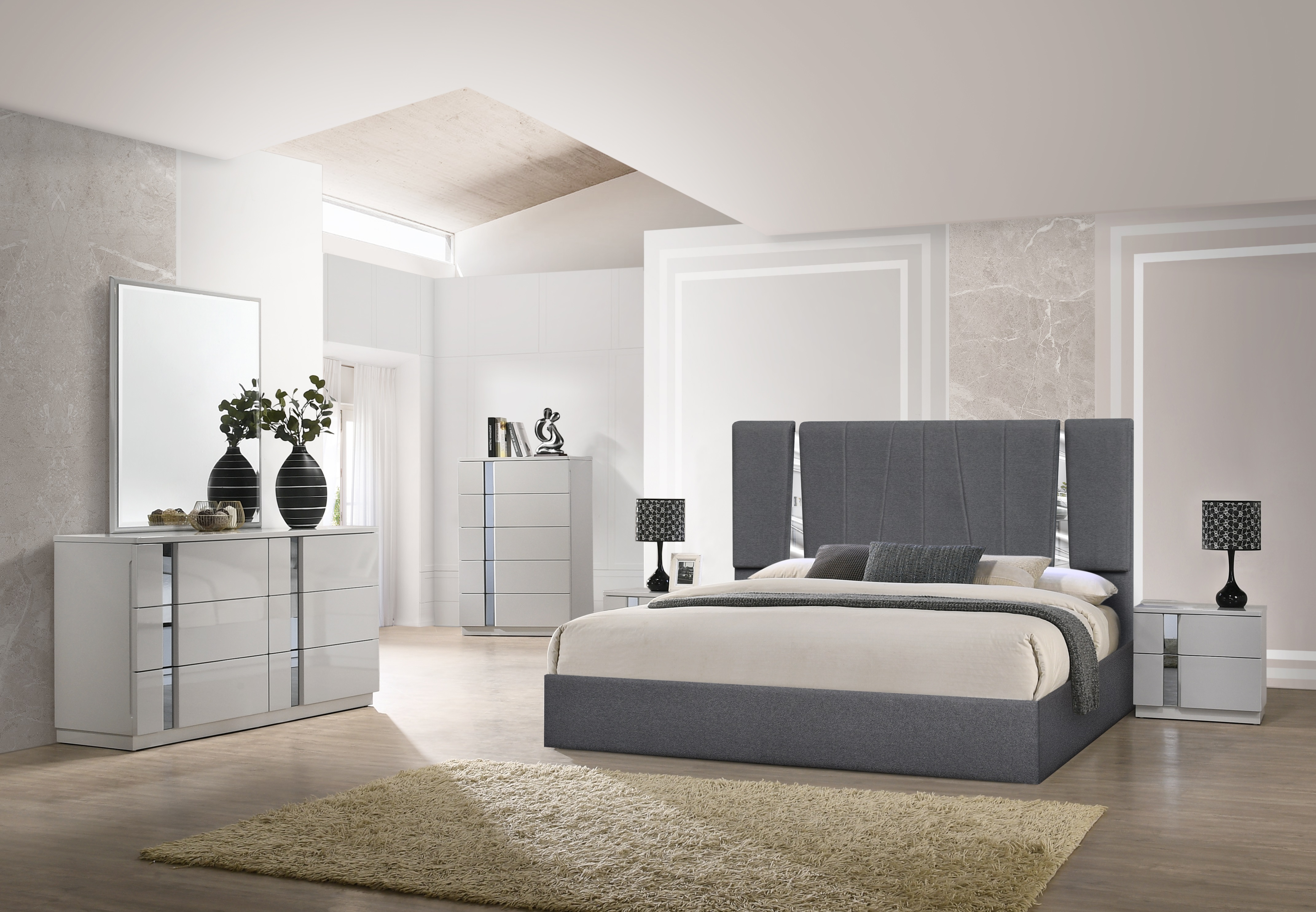 Exotic Wood Modern Contemporary Bedroom Sets with Extra Storage - Click Image to Close