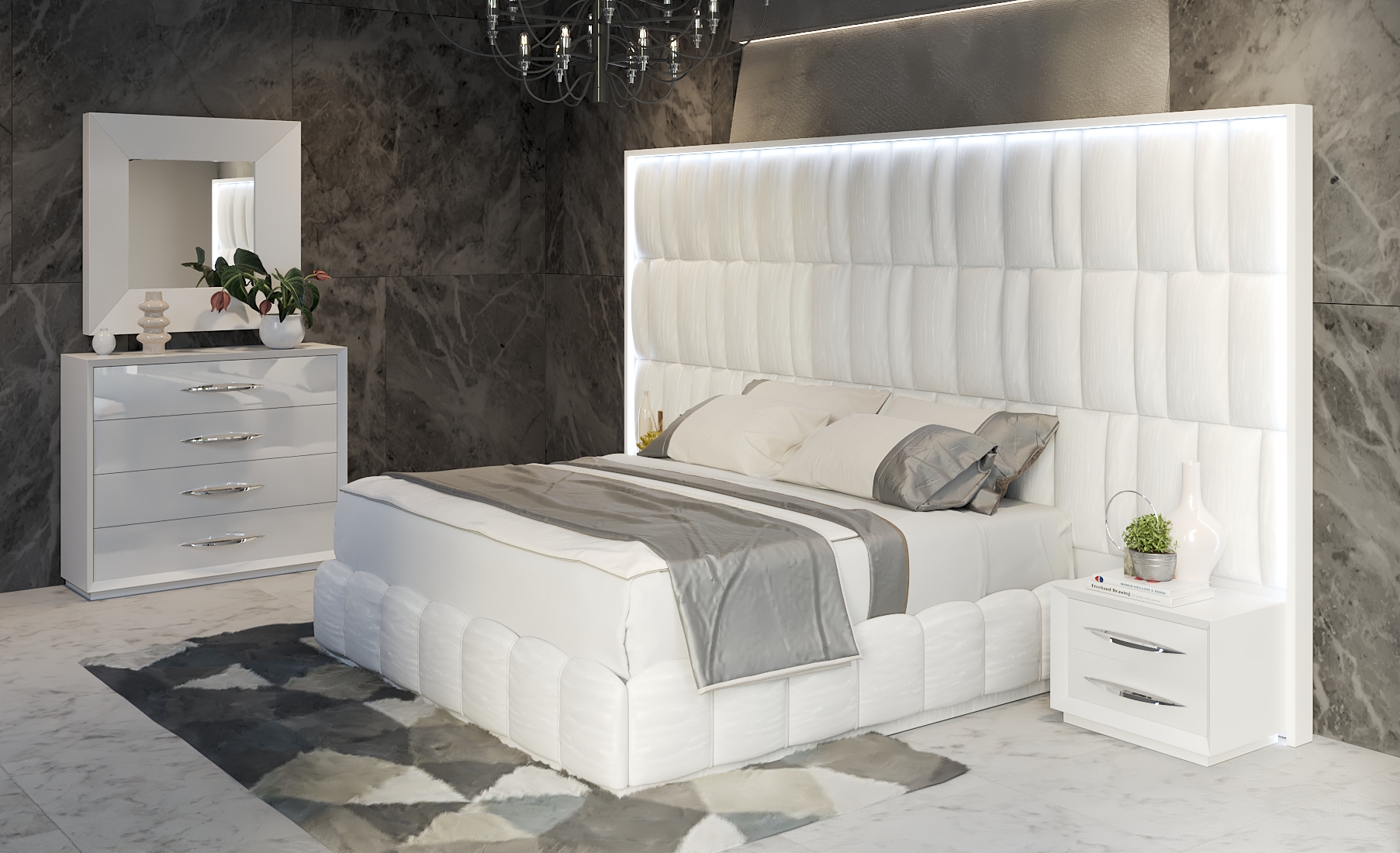 Unique Leather Platform and Headboard Bed - Click Image to Close